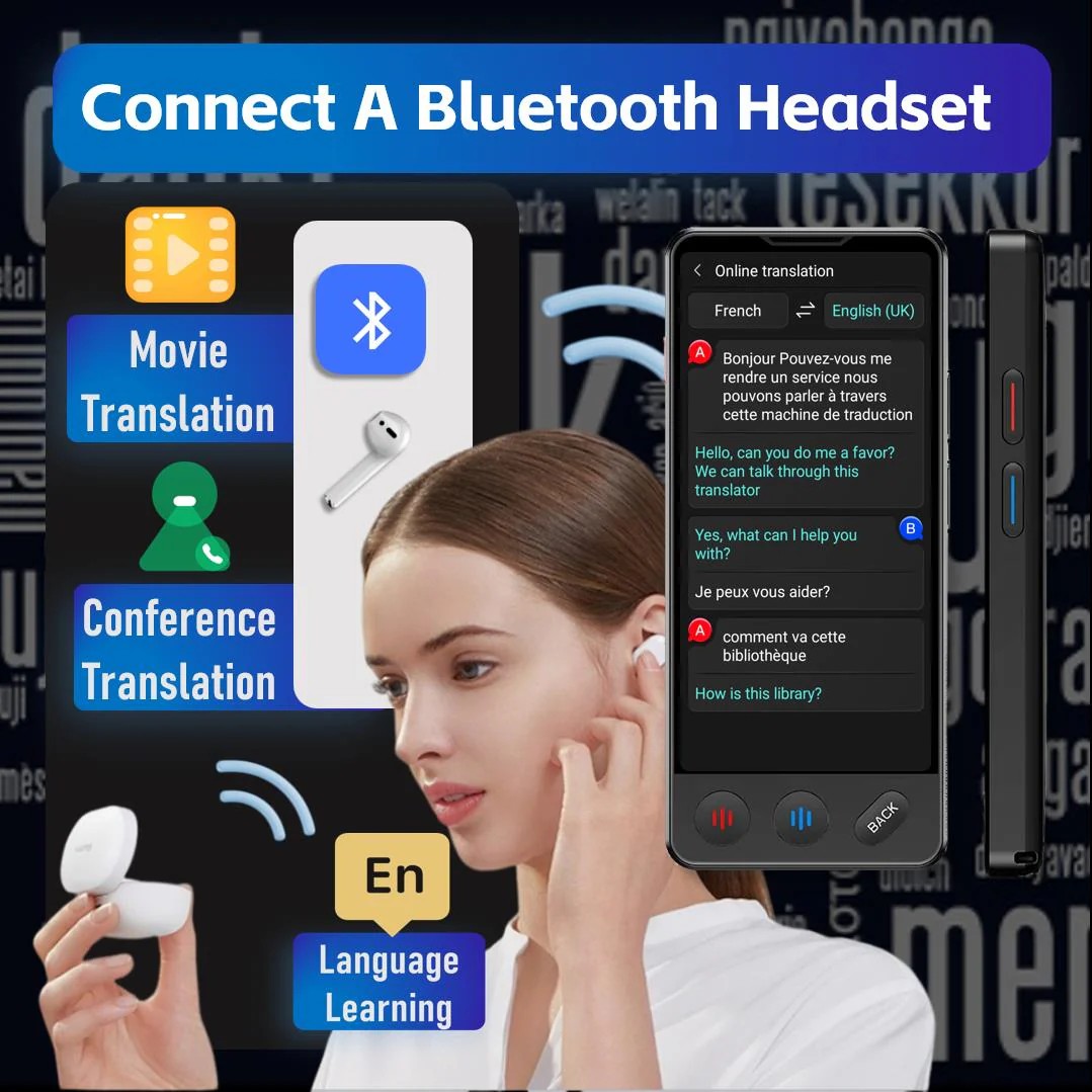 traducteur vocal électronique avec connexion casque Bluetooth